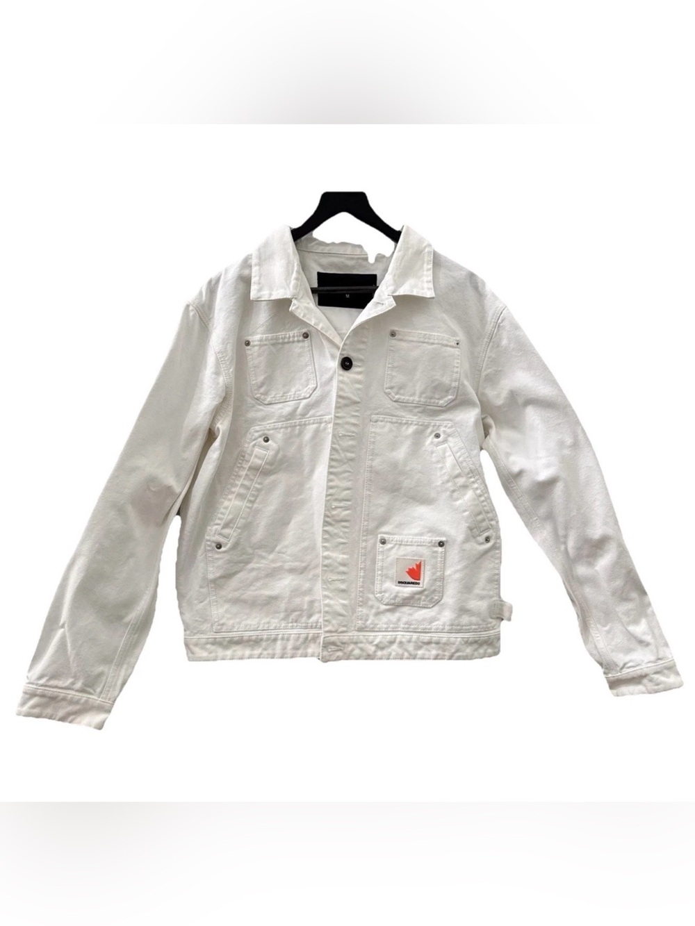 DSQUARED2 WHITE DENIM JACKET WITH LOGO BUTTONS STYLISH CUT.STRUCTURED, M